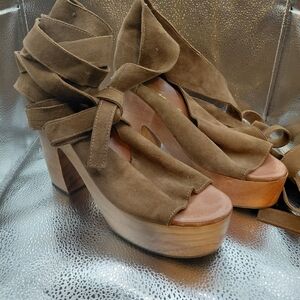 Vintage 90s Free People Brown Suede Women's Platform Shoes Never Worn